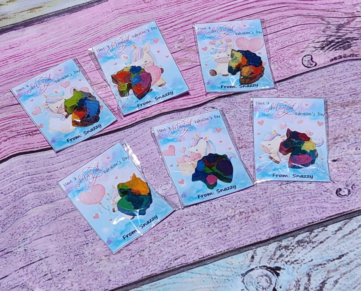 Unicorn Crayons: Personalized Valentine's Day Cards, Kids Favors
