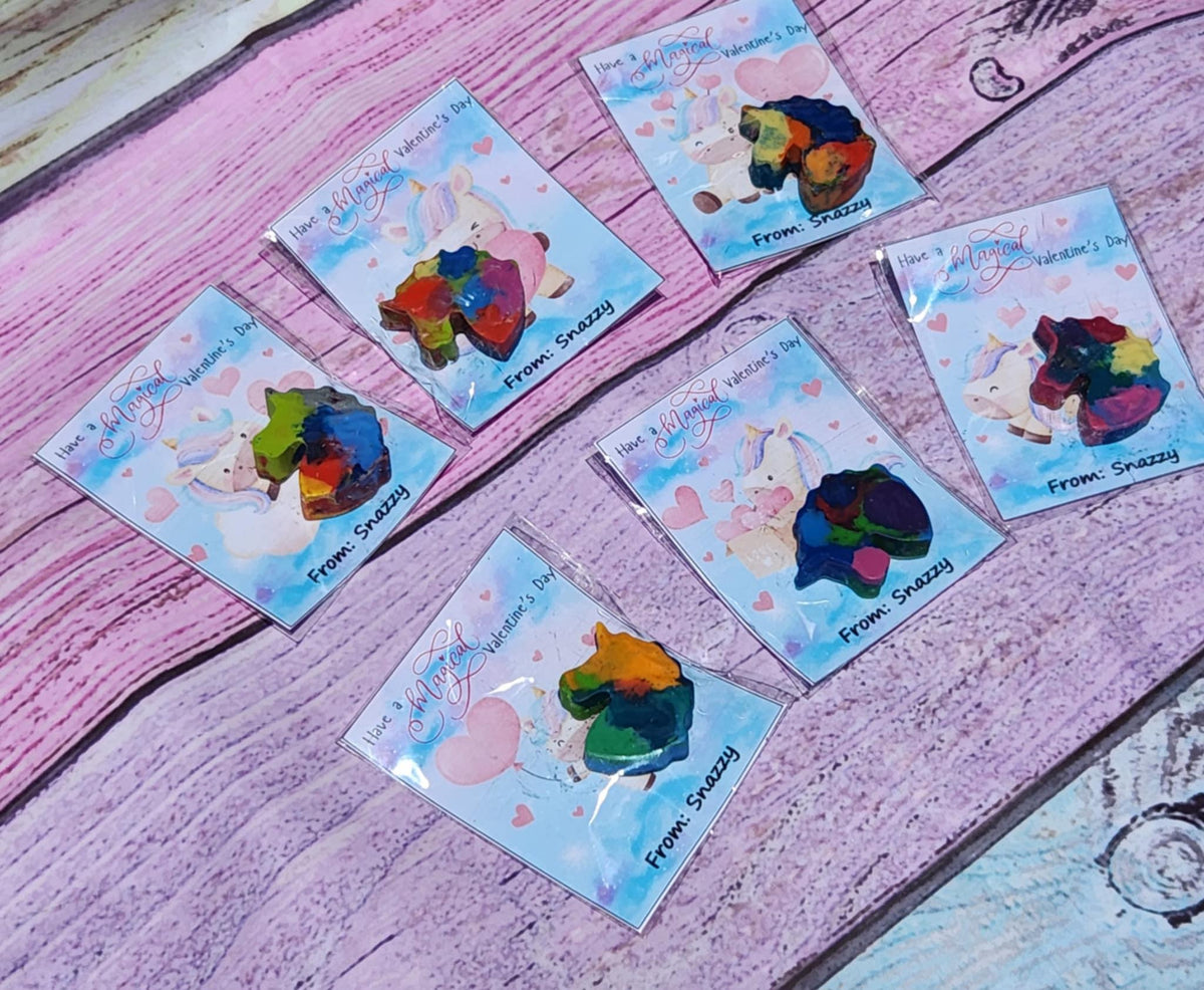 Unicorn Crayons: Personalized Valentine's Day Cards, Kids Favors