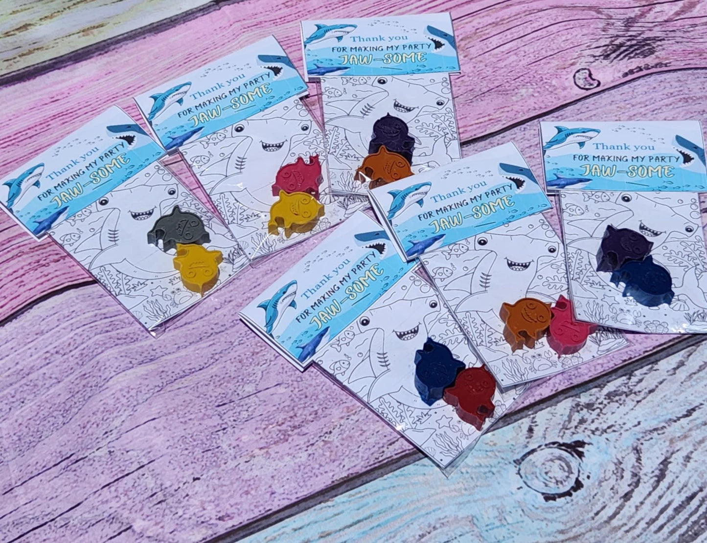 Shark Crayon Party Favors – Mini Coloring Kits for Kids – Shark Birthday Goodie Bag – Personalized Shark Themed Crayons – Class Handouts