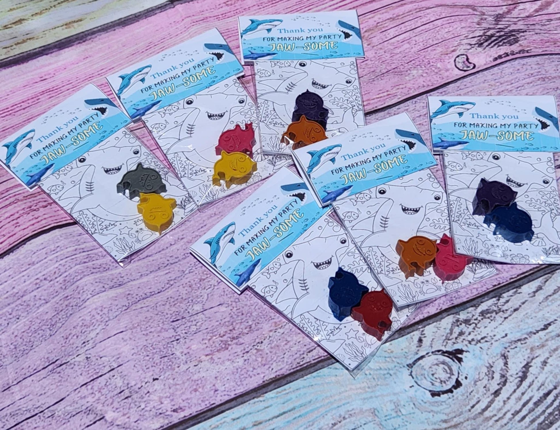 Shark Crayon Party Favors – Mini Coloring Kits for Kids – Shark Birthday Goodie Bag – Personalized Shark Themed Crayons – Class Handouts