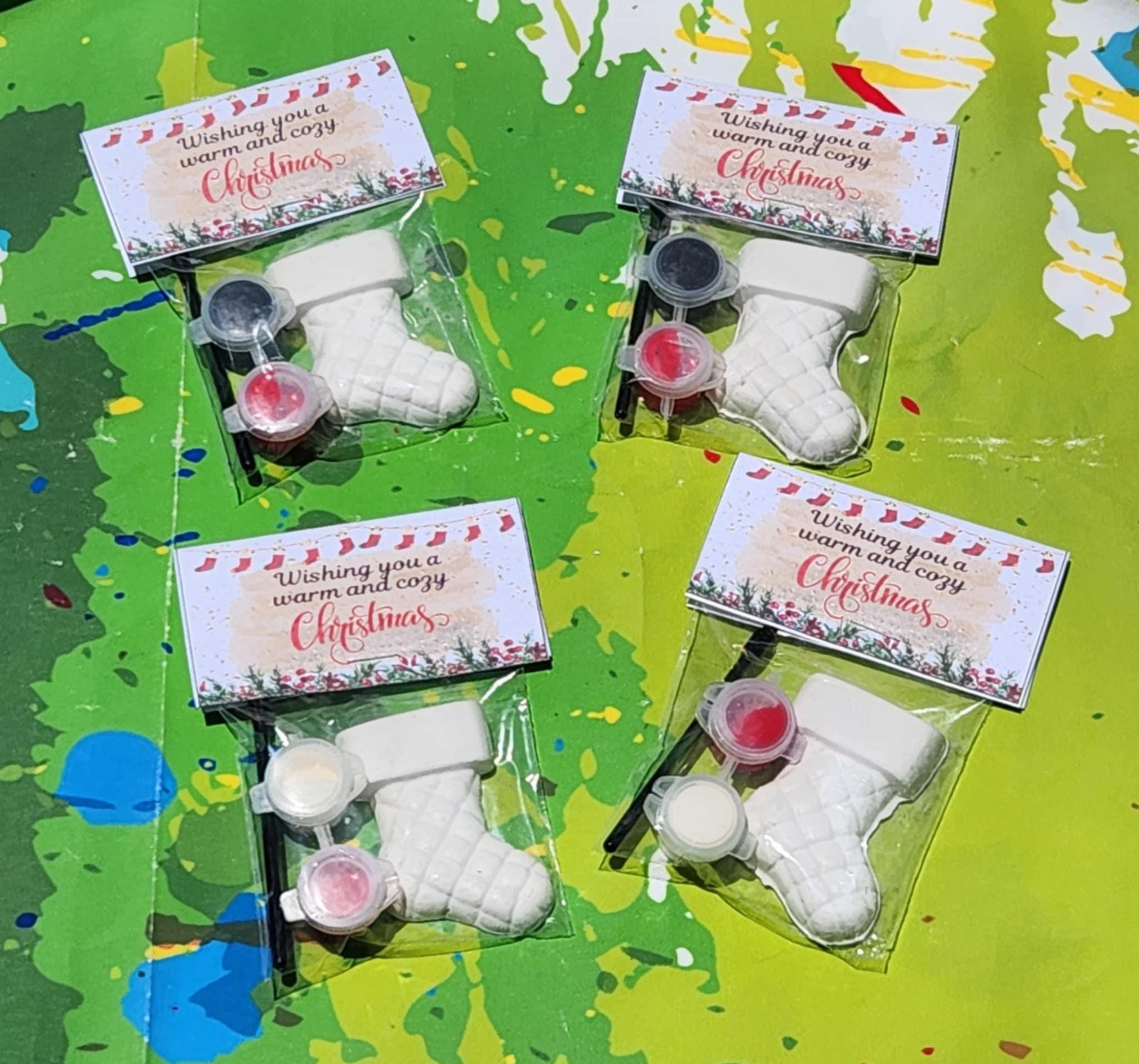Christmas Stocking Paint Kits for Kids – Holiday DIY Craft – Christmas Party Favor – Non-Candy Stocking Stuffer – Kids Art Kit