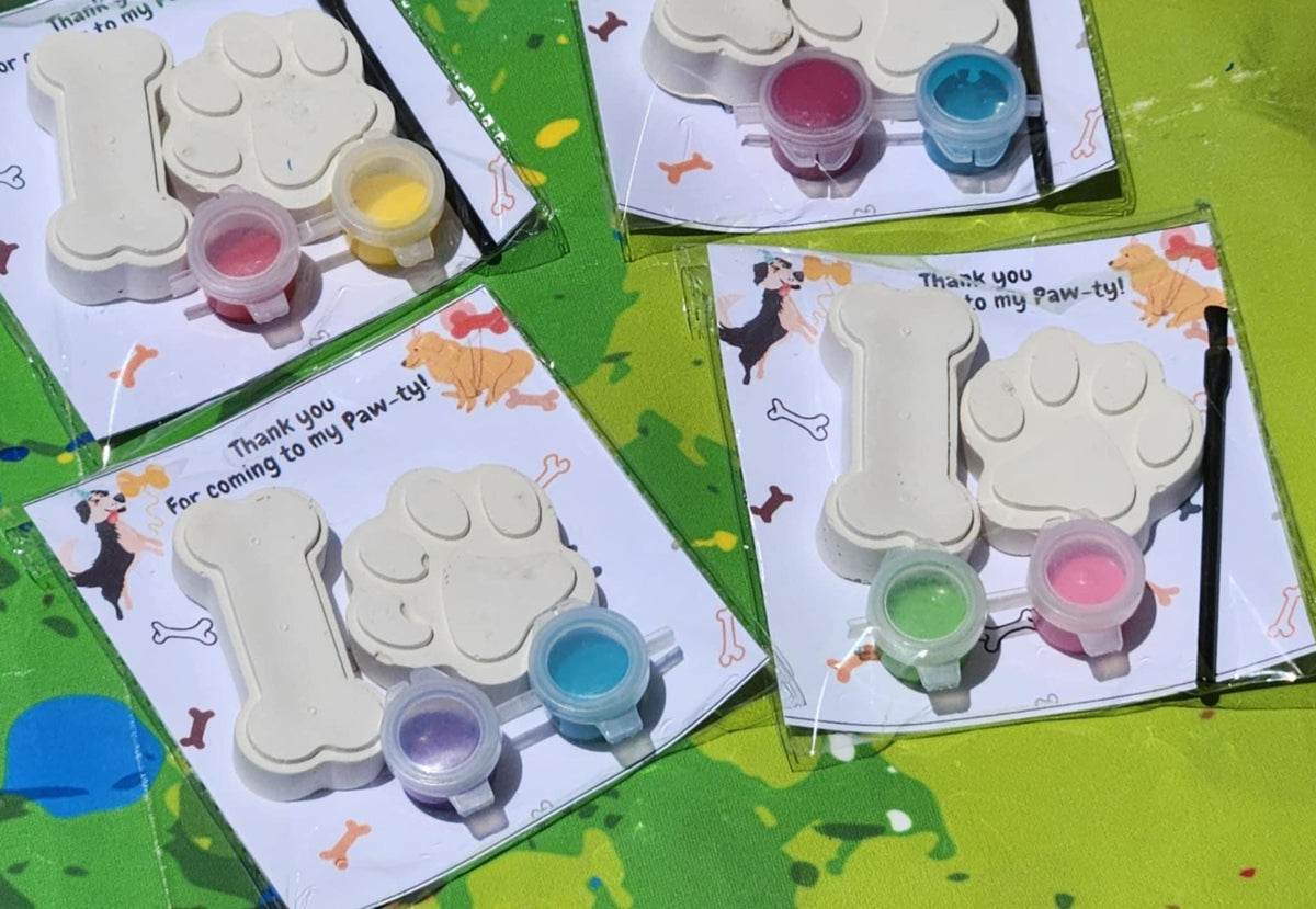 Dog Bone & Paw Paint Kits for Kids | Puppy Party Favors | Dog Birthday Goodie Bags | DIY Craft Kit | Non-Candy Kids Activity