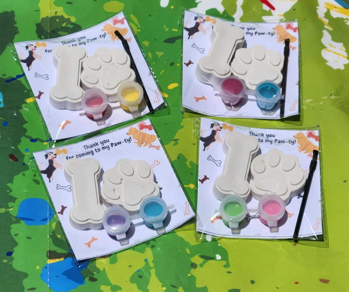 Dog Bone & Paw Paint Kits for Kids | Puppy Party Favors | Dog Birthday Goodie Bags | DIY Craft Kit | Non-Candy Kids Activity