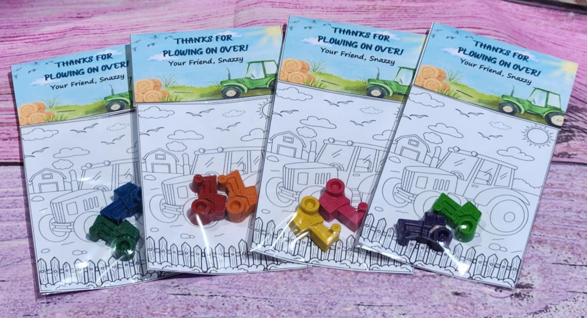 Farm Tractor Party Favors | Barnyard Coloring Kit | Personalized Crayon Set | Barn Birthday | Tractor Crayons | Kids Party Activity