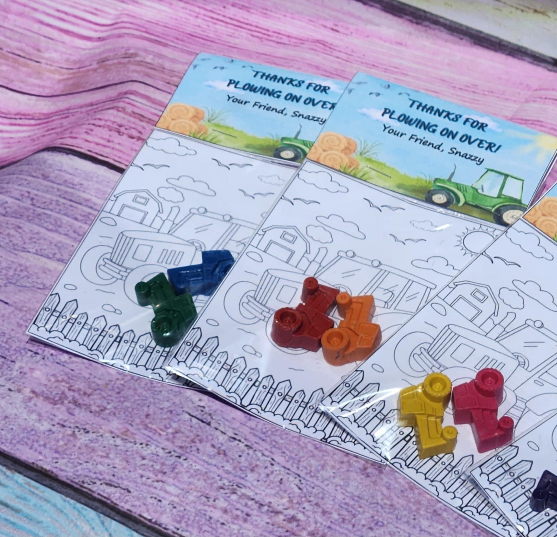 Farm Tractor Party Favors | Barnyard Coloring Kit | Personalized Crayon Set | Barn Birthday | Tractor Crayons | Kids Party Activity