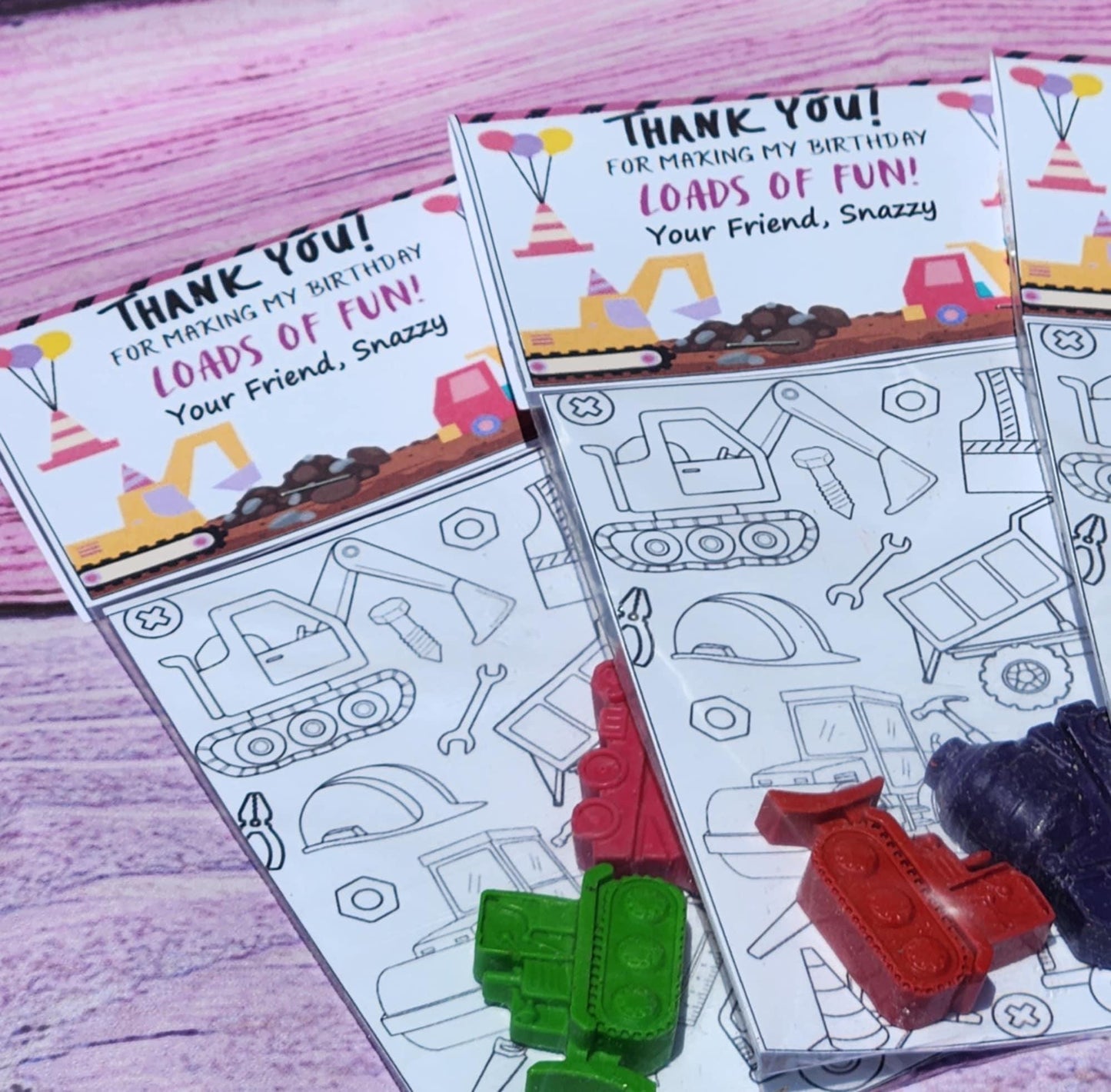 Construction Truck Crayons: Party Favor Coloring Kits