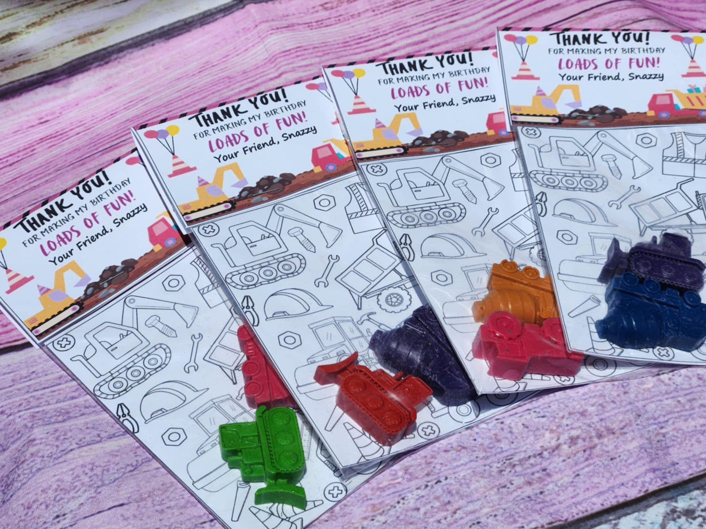 Construction Truck Crayons: Party Favor Coloring Kits
