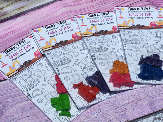 Construction Truck Crayons: Party Favor Coloring Kits