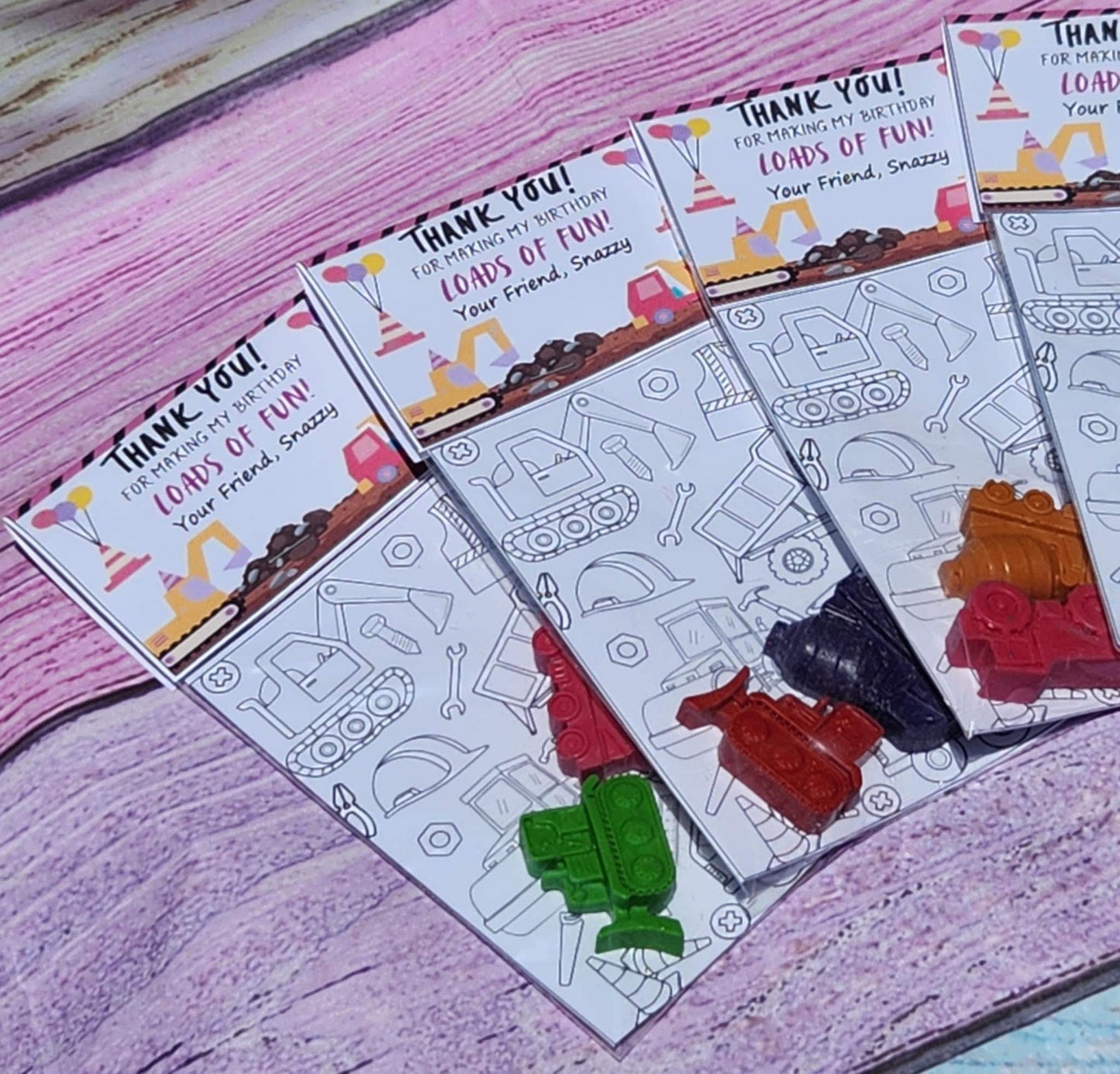 Construction Truck Crayons: Party Favor Coloring Kits