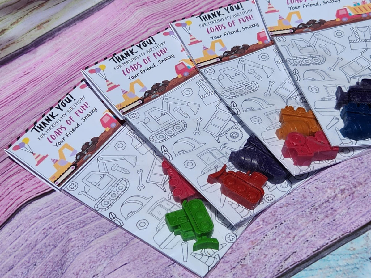 Construction Truck Crayons: Party Favor Coloring Kits