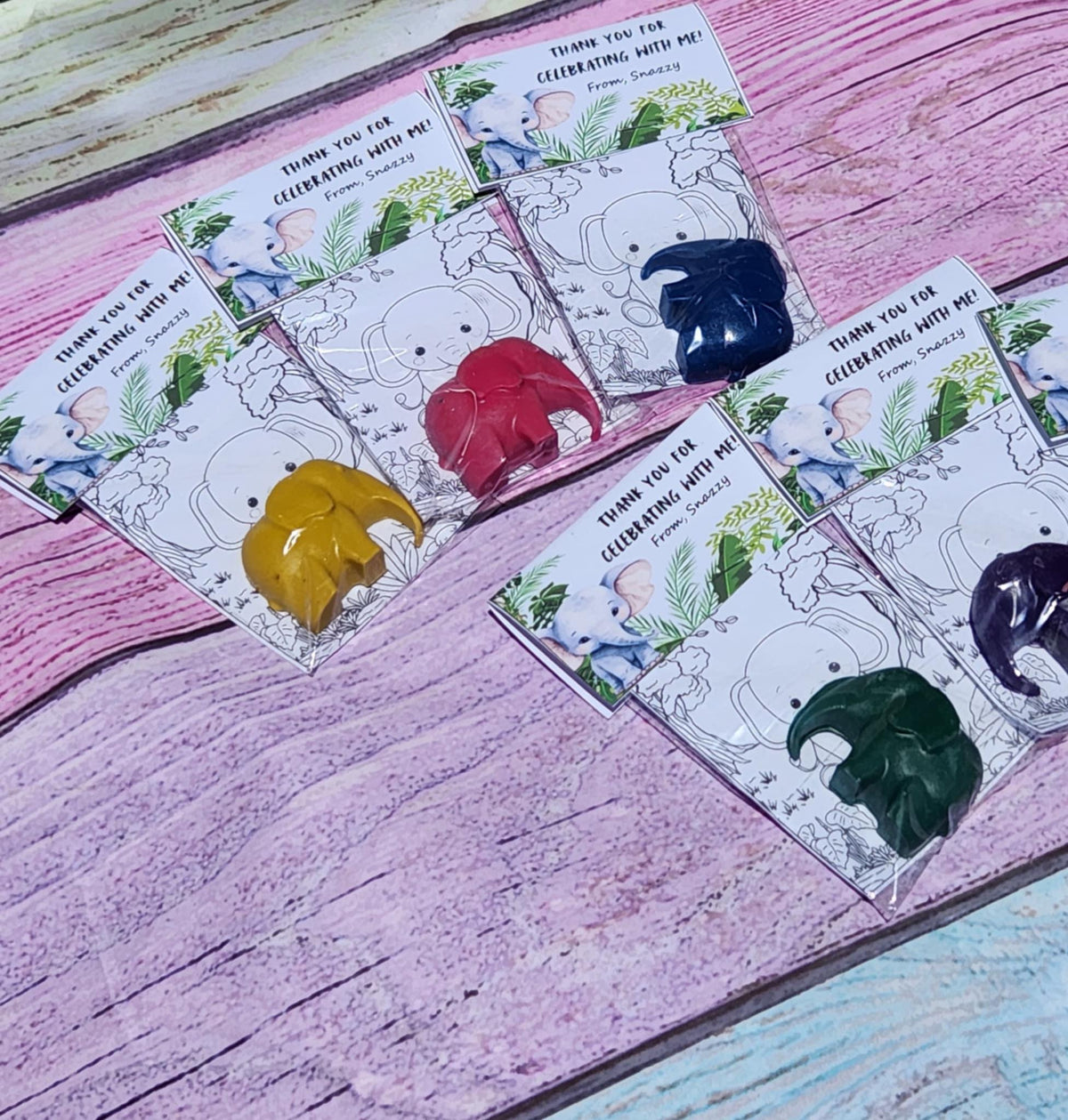 Elephant Crayon Party Favors – Kids Birthday Favors – Animal Party Goodie Bag Gifts – Non-Toxic Crayons – Zoo Theme – Class Party Favor