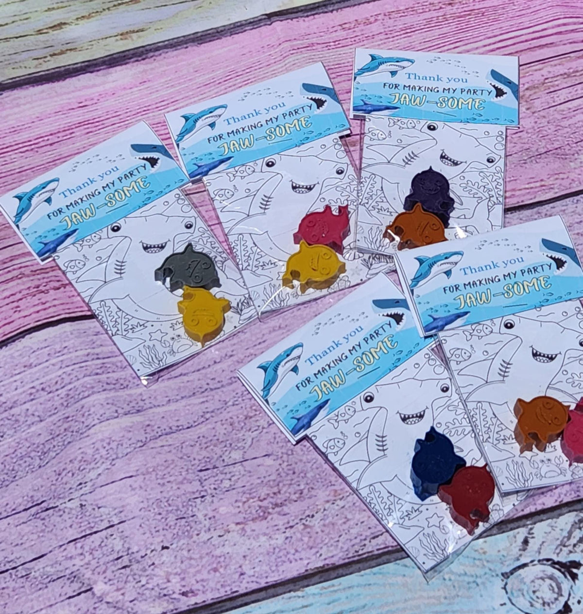 Shark Crayon Party Favors – Mini Coloring Kits for Kids – Shark Birthday Goodie Bag – Personalized Shark Themed Crayons – Class Handouts