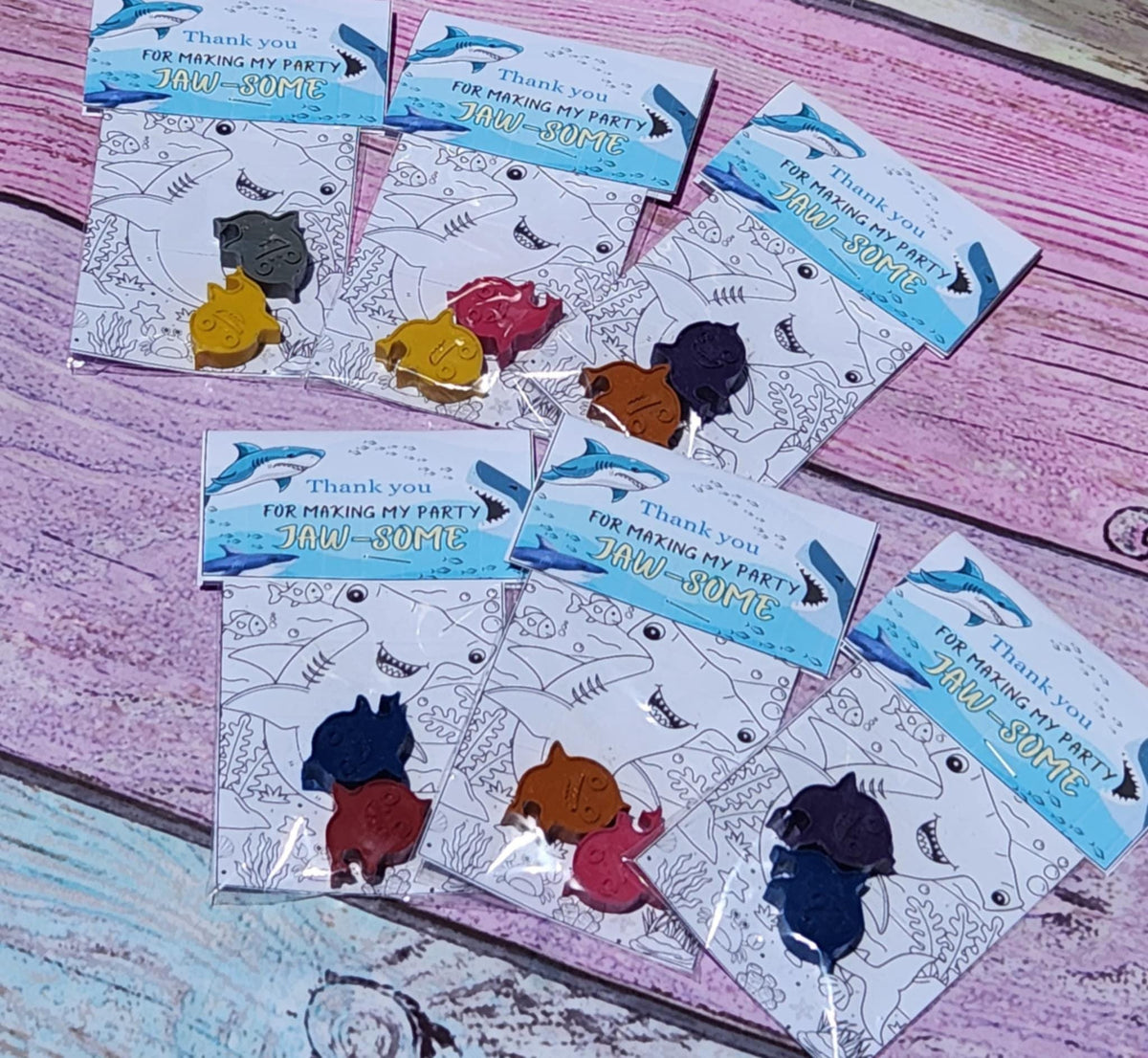 Shark Crayon Party Favors – Mini Coloring Kits for Kids – Shark Birthday Goodie Bag – Personalized Shark Themed Crayons – Class Handouts