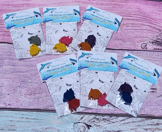 Shark Crayon Party Favors – Mini Coloring Kits for Kids – Shark Birthday Goodie Bag – Personalized Shark Themed Crayons – Class Handouts
