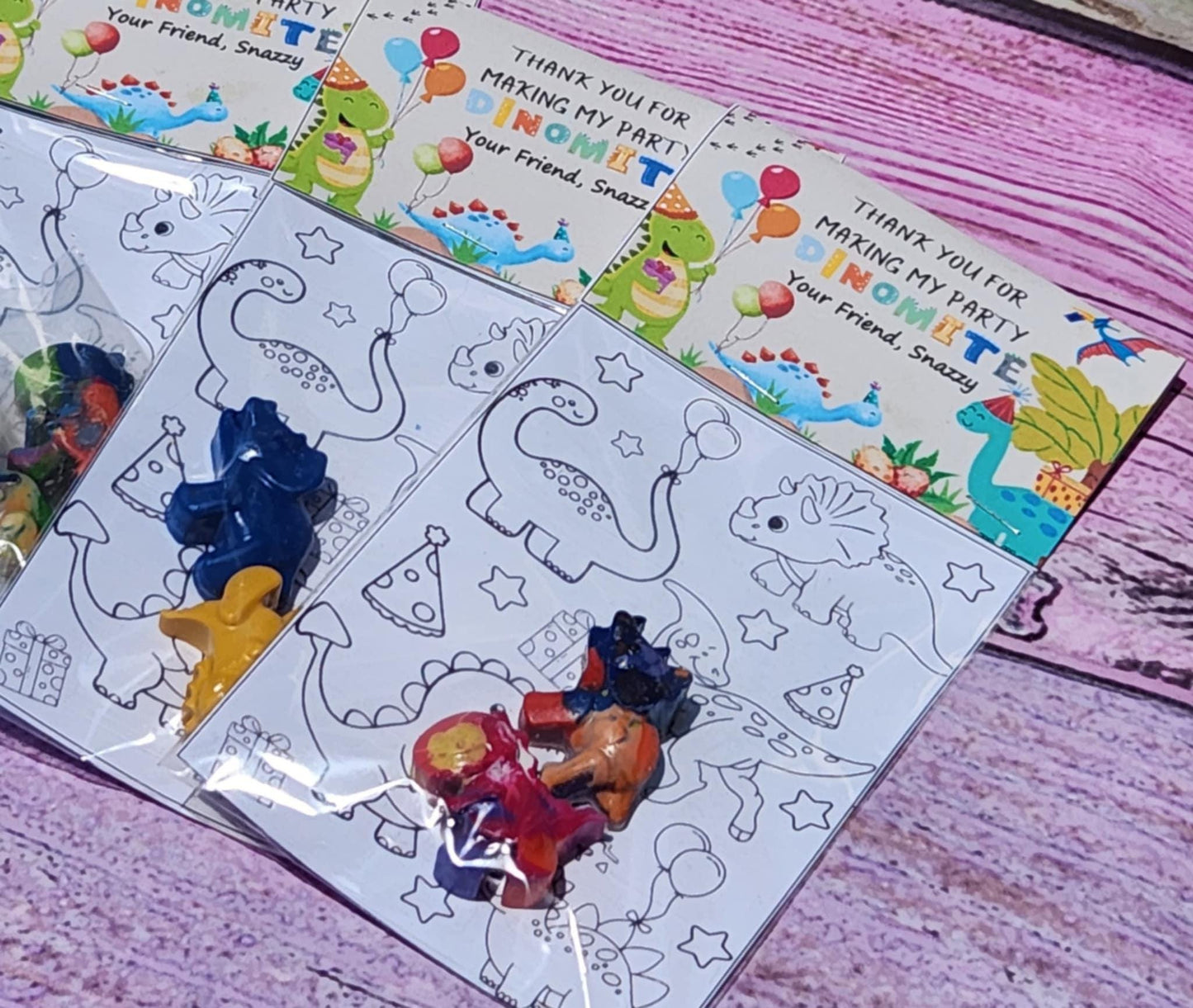 Dinosaur Crayon Coloring Kits – Dino Party Favors with Coloring Page – Birthday Goodie Bags – Mixed or Solid Colors – Kids Dino Gifts