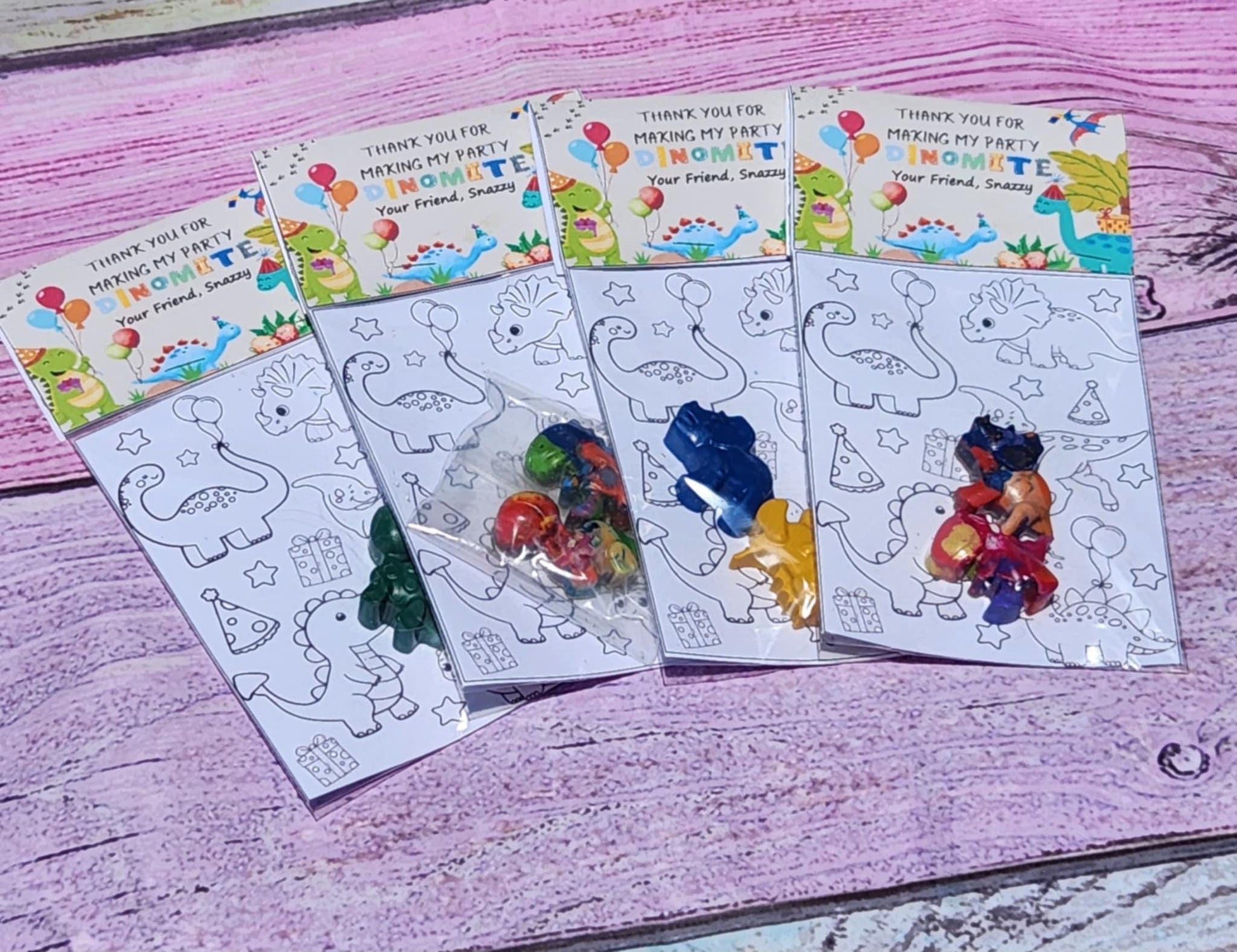 Dinosaur Crayon Coloring Kits – Dino Party Favors with Coloring Page – Birthday Goodie Bags – Mixed or Solid Colors – Kids Dino Gifts