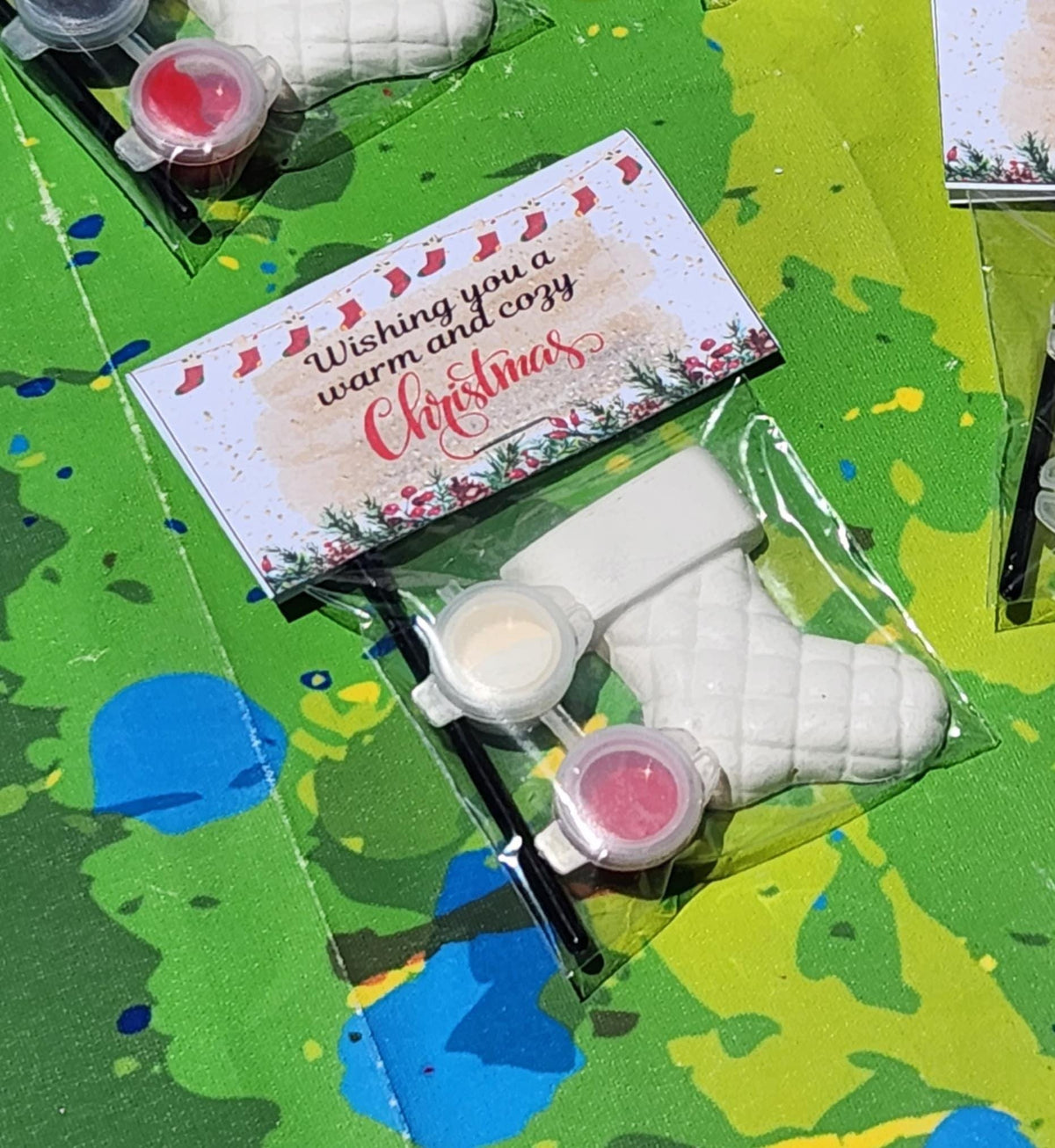 Christmas Stocking Paint Kits for Kids – Holiday DIY Craft – Christmas Party Favor – Non-Candy Stocking Stuffer – Kids Art Kit