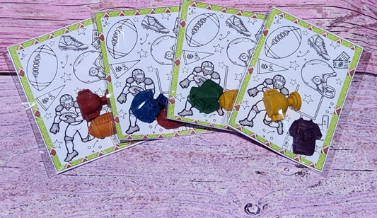 Football Crayons and Coloring Cards | Party Favors | Thank You Filler | Game Day Party | Go Team | Classroom Gift | Football Themed Birthday
