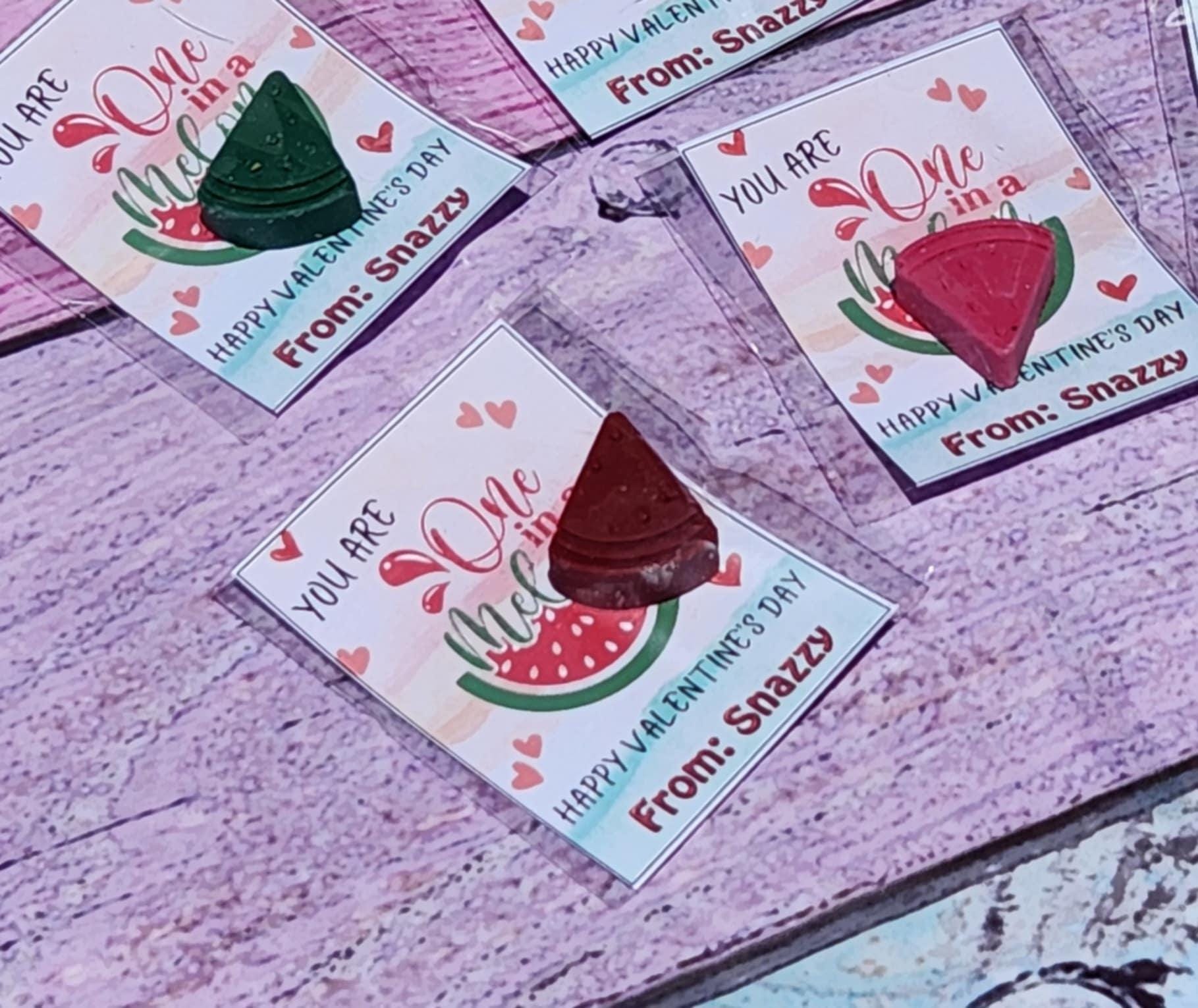 Watermelon Valentine's Day Cards with Crayons: Personalized Kids Valentines