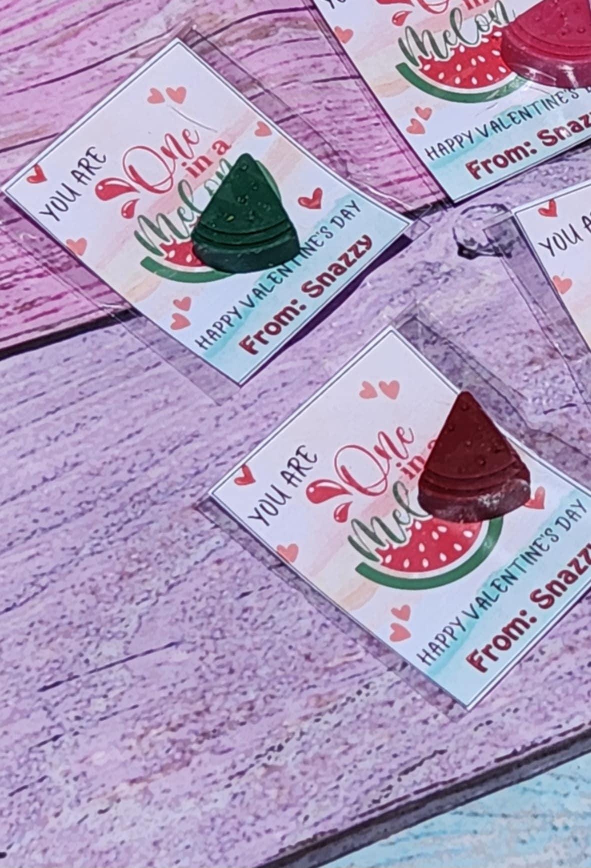 Watermelon Valentine's Day Cards with Crayons: Personalized Kids Valentines