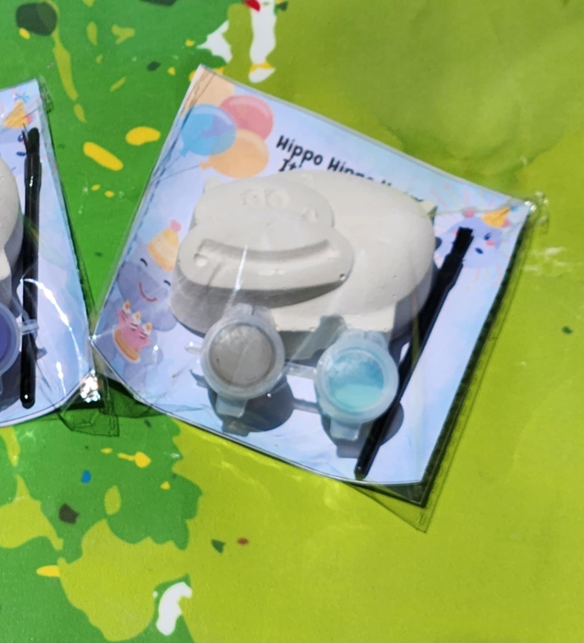 Hippo Party Favor Paint Kits for Kids | Safari Birthday Party Favors | Jungle Animal DIY Craft | Non-Candy Goodie Bags | Hippo Party