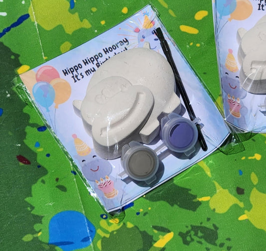 Hippo Party Favor Paint Kits for Kids | Safari Birthday Party Favors | Jungle Animal DIY Craft | Non-Candy Goodie Bags | Hippo Party