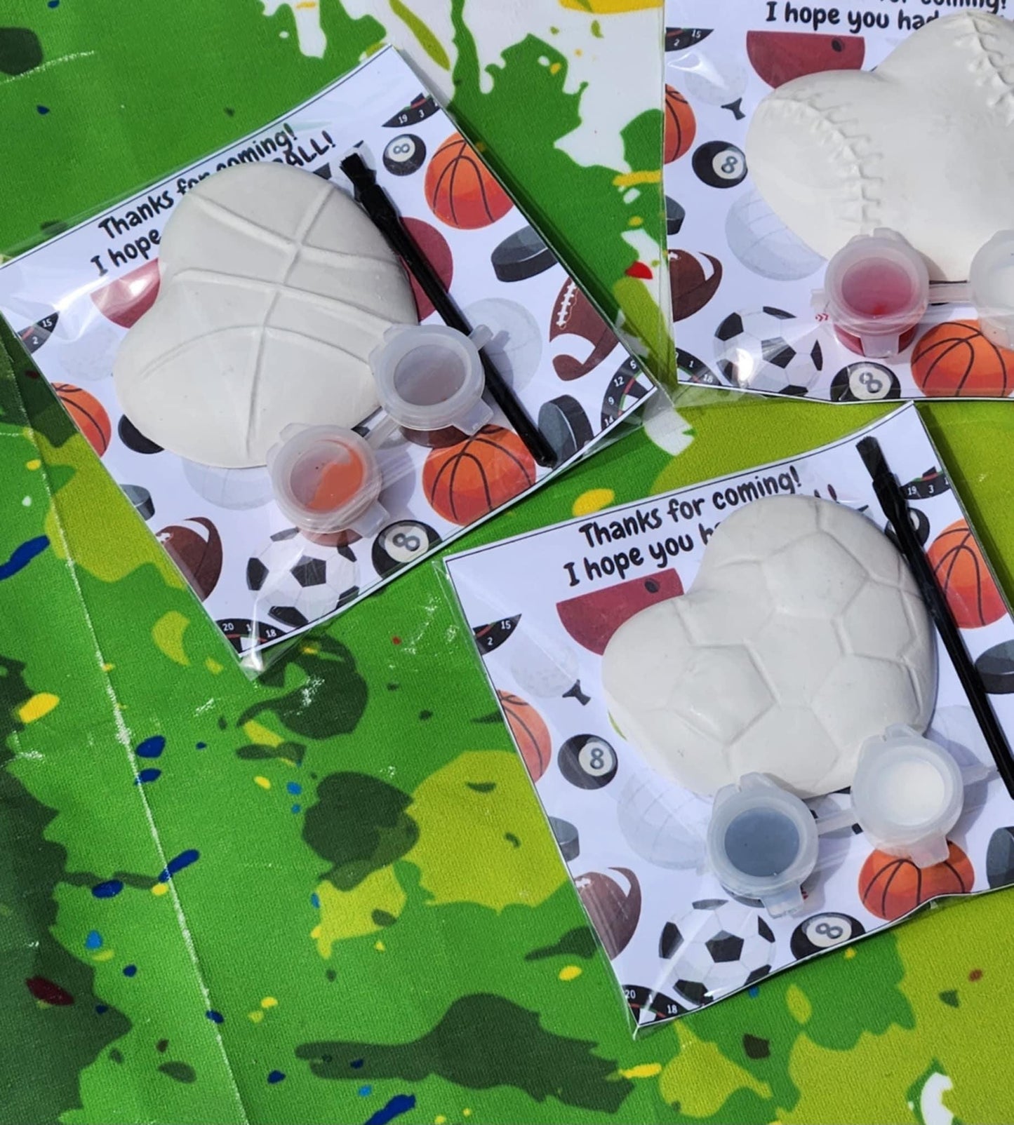 Sports Theme Plaster Paint Kits for Kids | Party Favors | DIY Sports Activity | Non-Toxic Painting Kit | Birthday Craft | Custom Party Pack