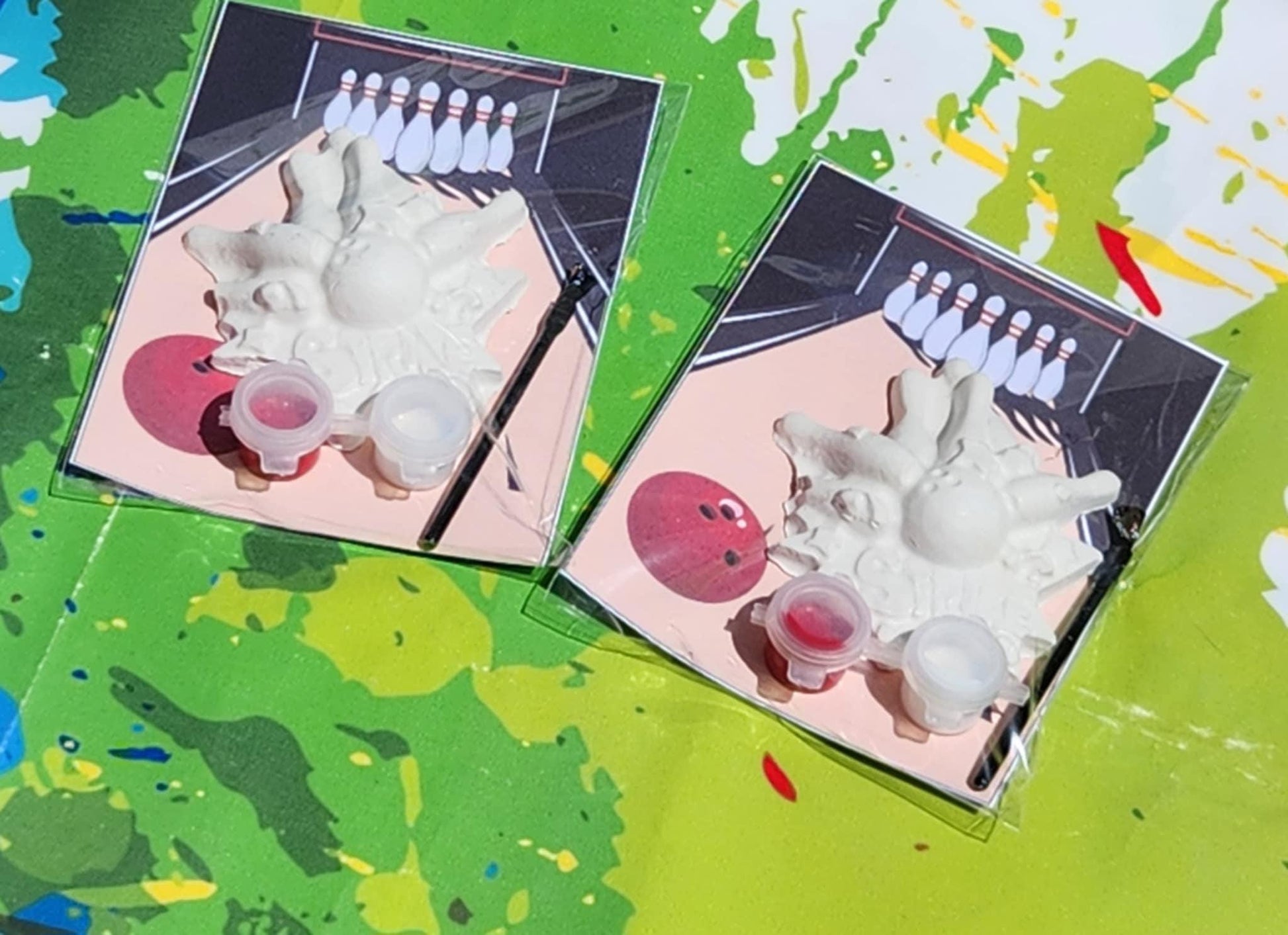 Bowling Party Favor Kit: DIY Plaster Painting Craft Activity