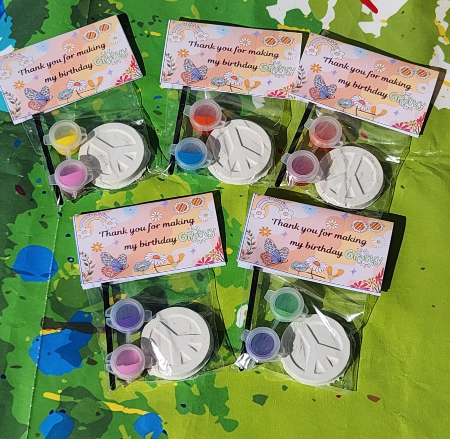 Groovy Peace Sign Paint Kit | 70s Birthday Party Favor | DIY Hippie Craft for Kids | Retro Art Activity | Peace Sign Painting Kit