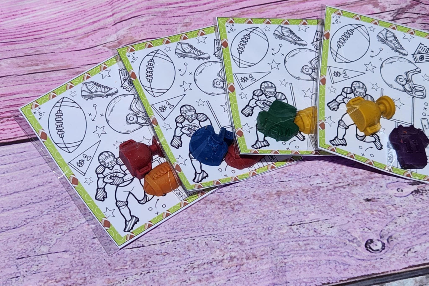 Football Crayons and Coloring Cards | Party Favors | Thank You Filler | Game Day Party | Go Team | Classroom Gift | Football Themed Birthday