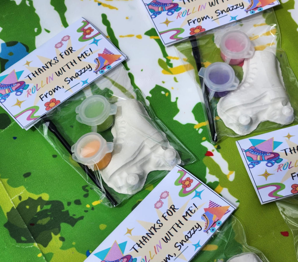 Rollerblade Paint Kit Party Favors | Fun Kids Art Activity | DIY Plaster Craft | Retro Birthday Gift l Kids Party Gifts l Rollerblade theme