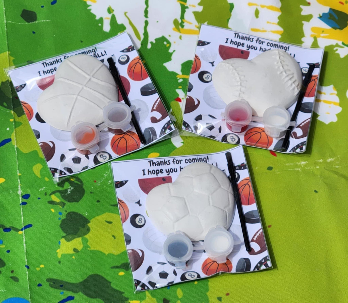 Sports Theme Plaster Paint Kits for Kids | Party Favors | DIY Sports Activity | Non-Toxic Painting Kit | Birthday Craft | Custom Party Pack