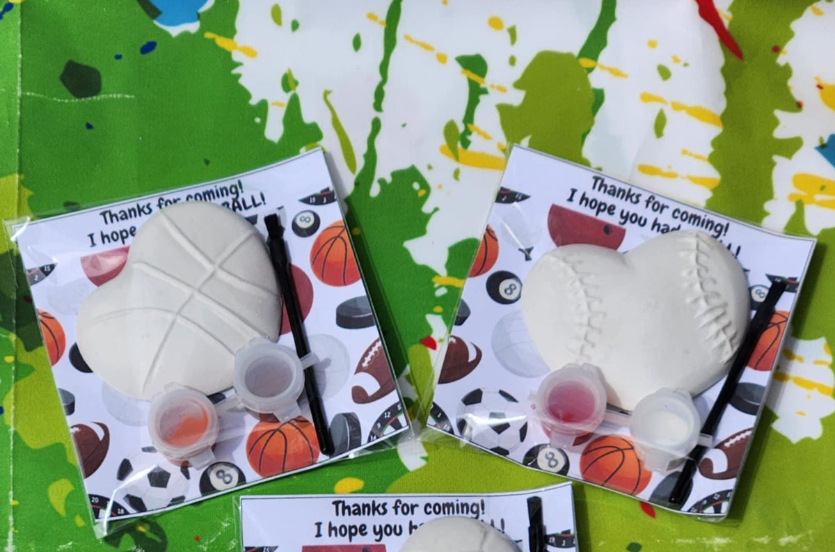 Sports Theme Plaster Paint Kits for Kids | Party Favors | DIY Sports Activity | Non-Toxic Painting Kit | Birthday Craft | Custom Party Pack