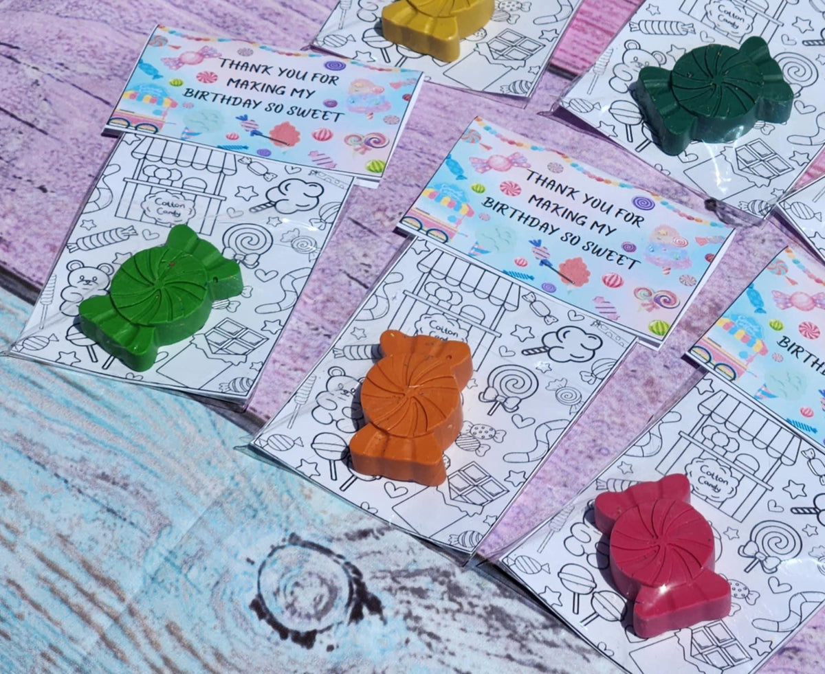 Personalized Candy Crayon Birthday Favors: Coloring Kit Classroom Handouts