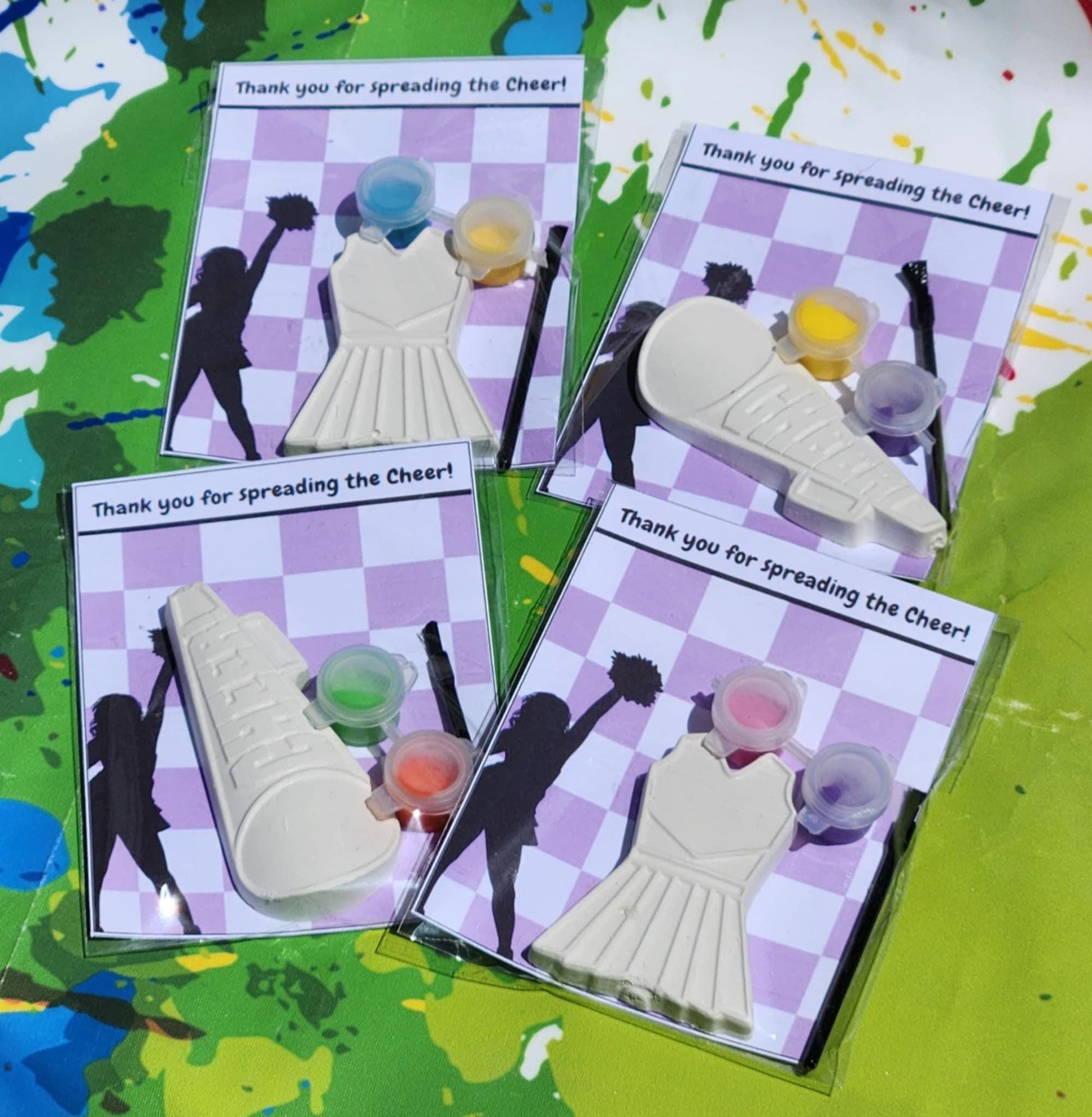 Cheer Party Favors | Cheerleader Paint Kits | DIY Birthday Craft for Kids | Cheerleading Goodie Bags | Plaster Party Activity