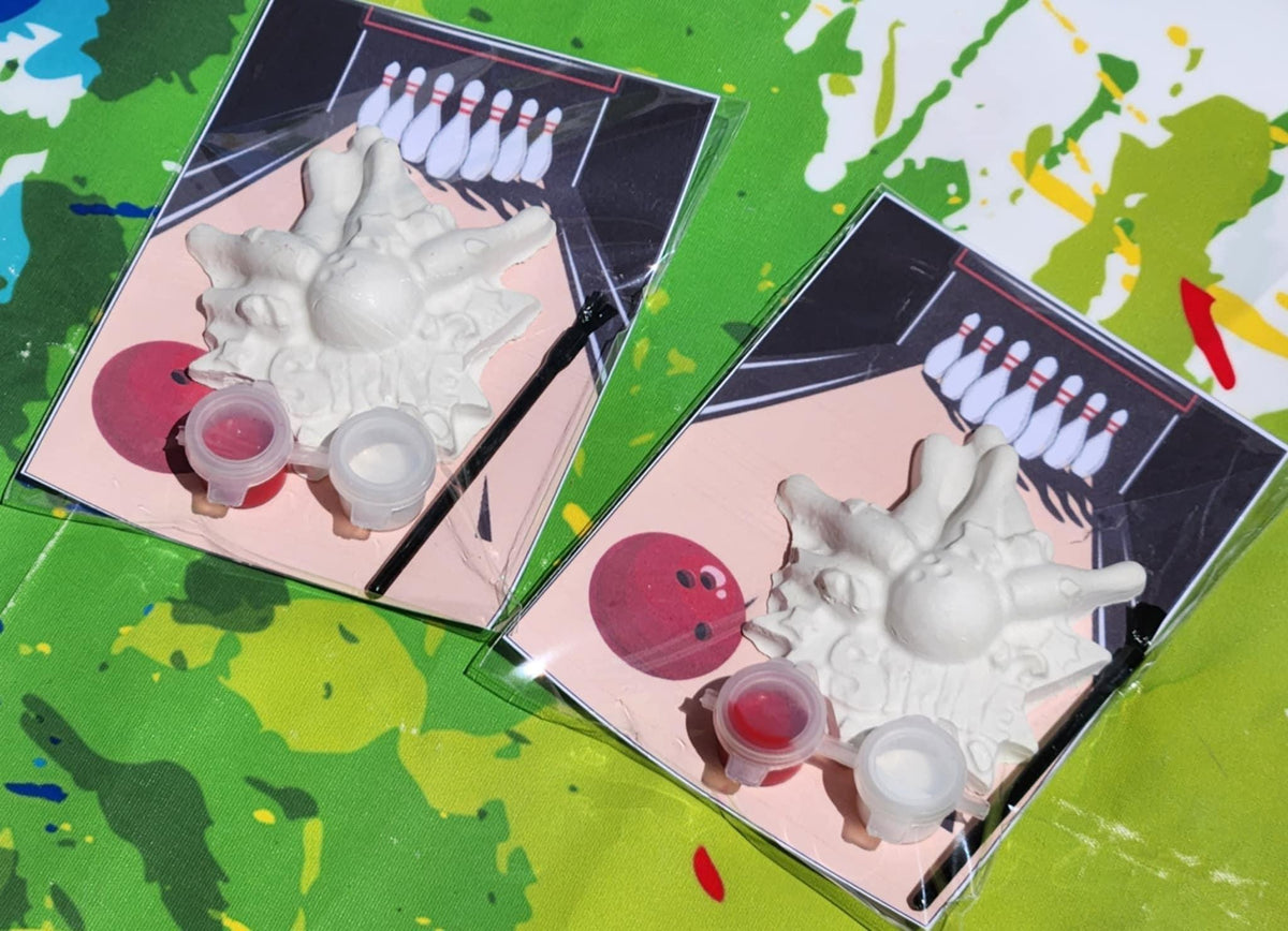 Bowling Party Favor Kit: DIY Plaster Painting Craft Activity