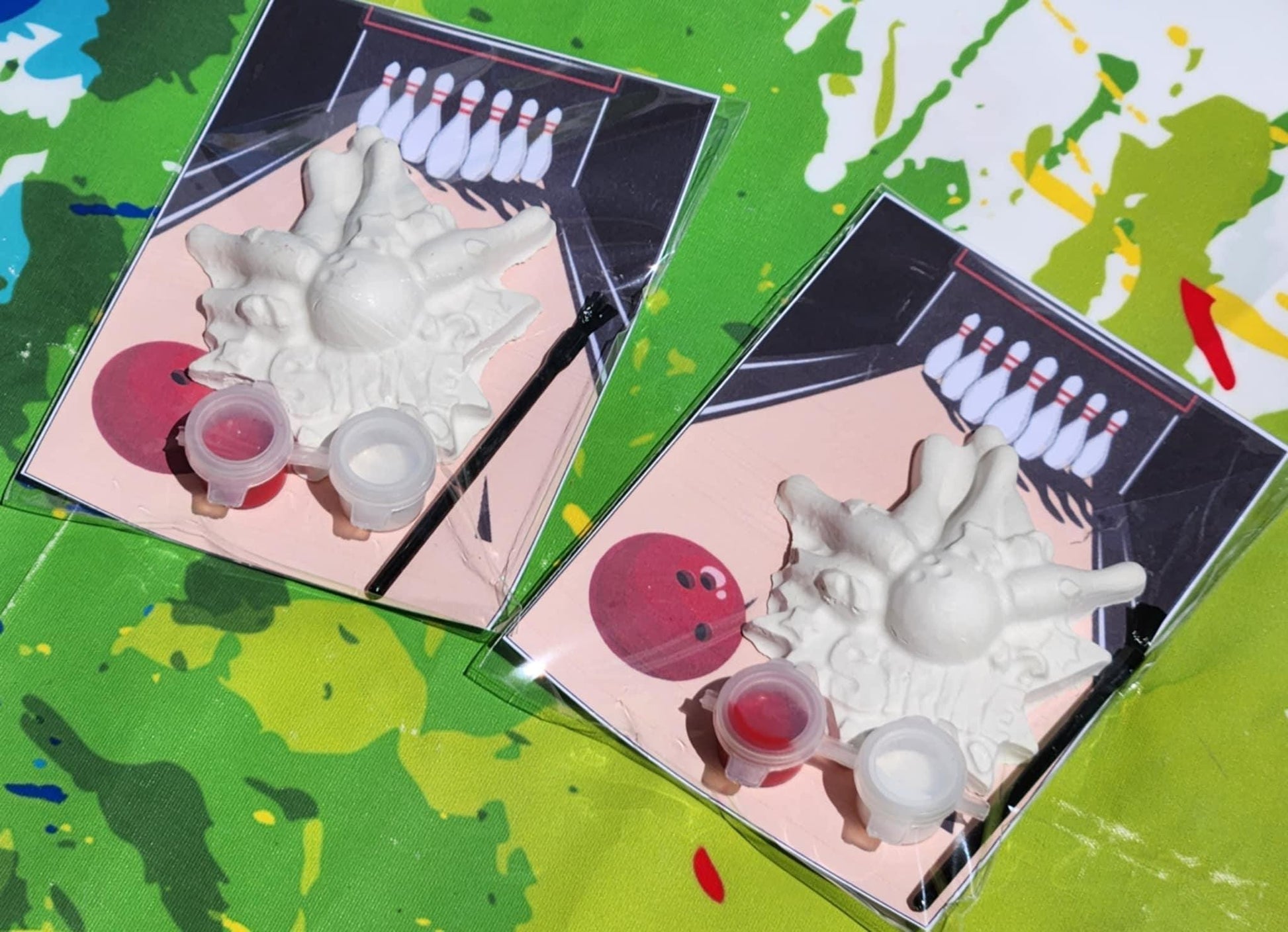 Bowling Party Favor Kit: DIY Plaster Painting Craft Activity