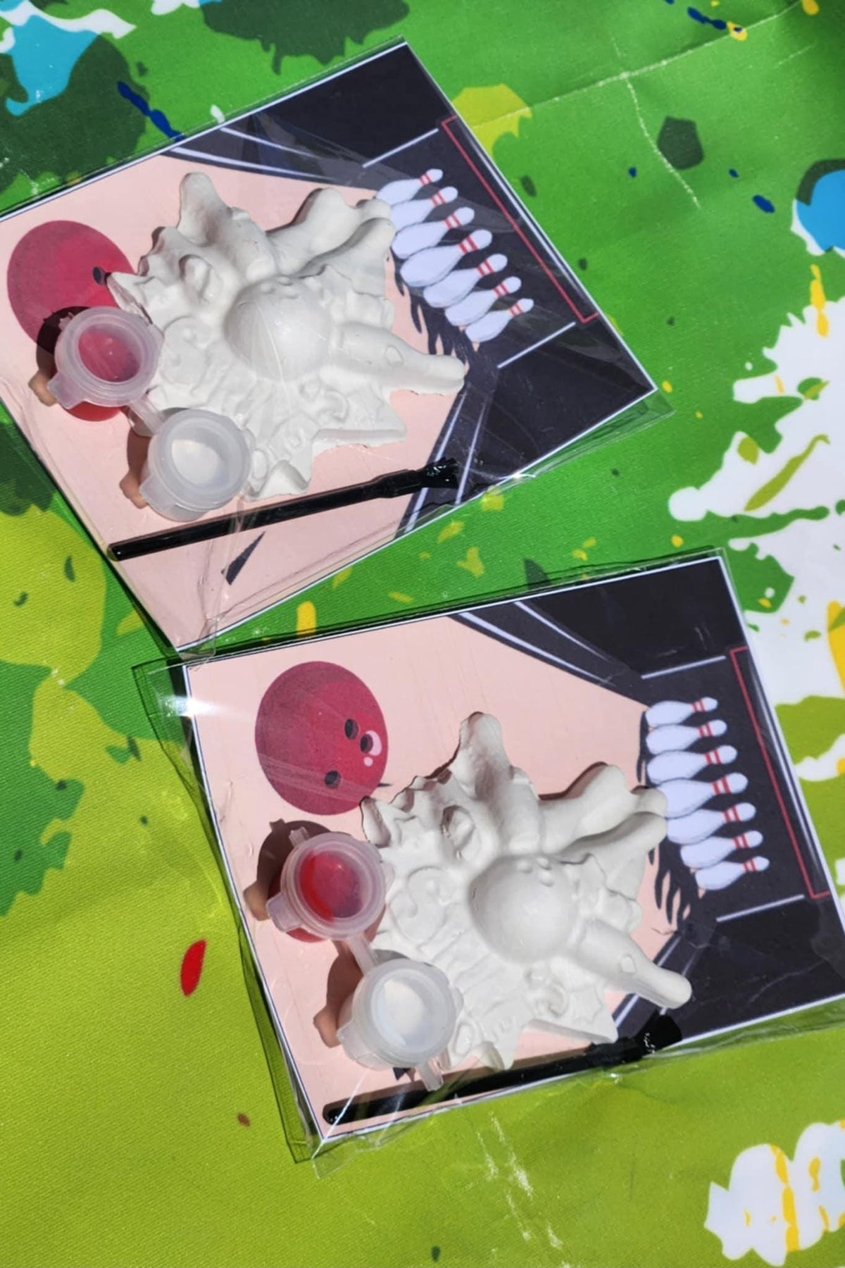 Bowling Party Favor Kit: DIY Plaster Painting Craft Activity