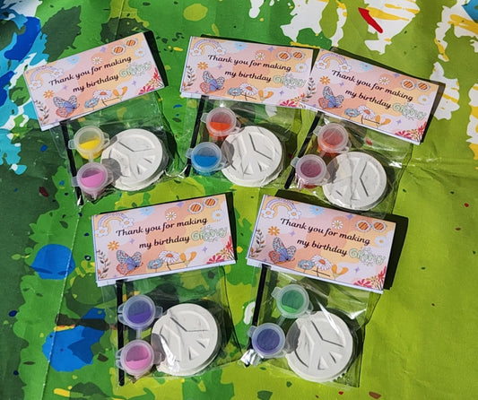 Groovy Peace Sign Paint Kit | 70s Birthday Party Favor | DIY Hippie Craft for Kids | Retro Art Activity | Peace Sign Painting Kit