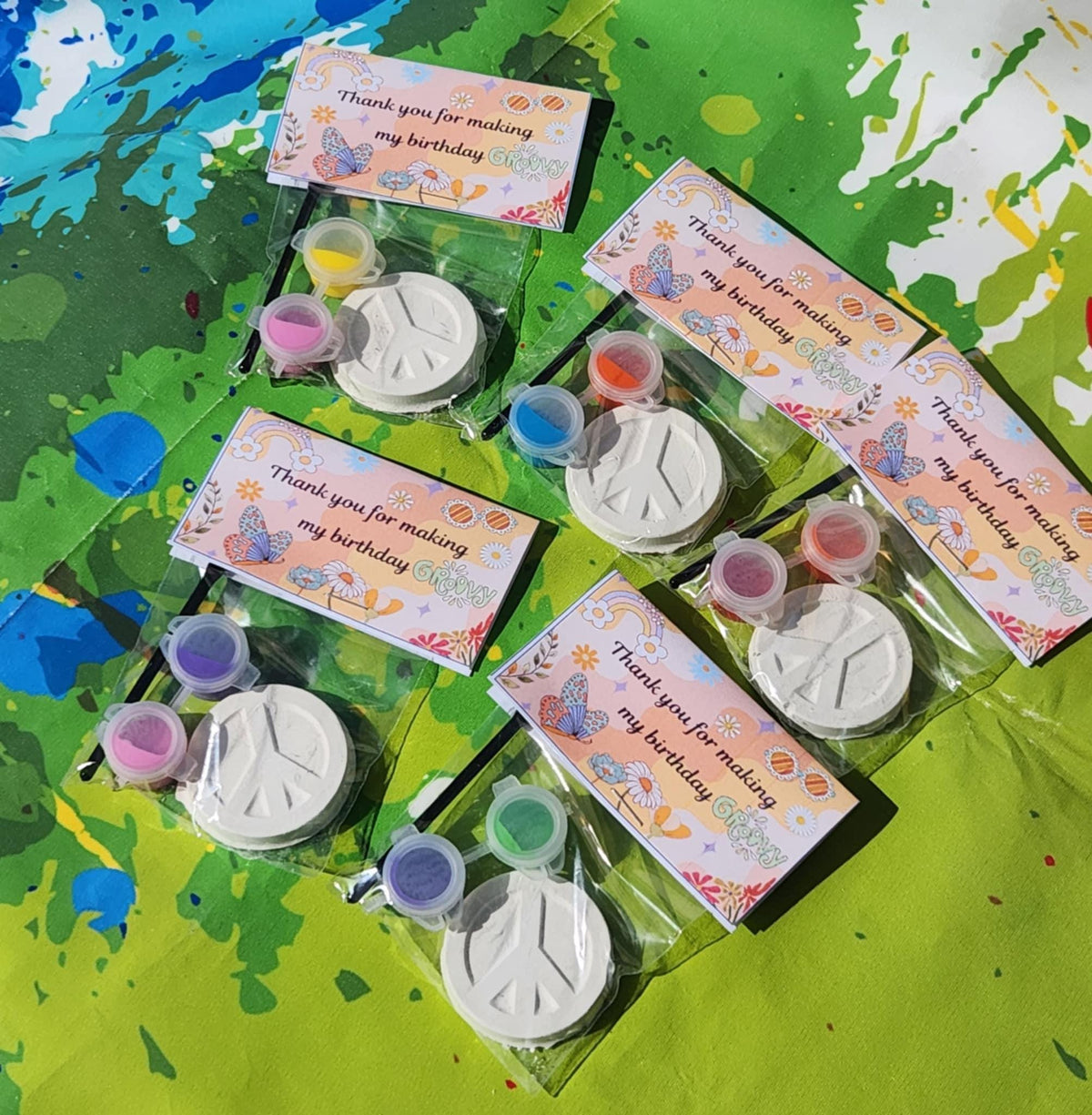 Groovy Peace Sign Paint Kit | 70s Birthday Party Favor | DIY Hippie Craft for Kids | Retro Art Activity | Peace Sign Painting Kit