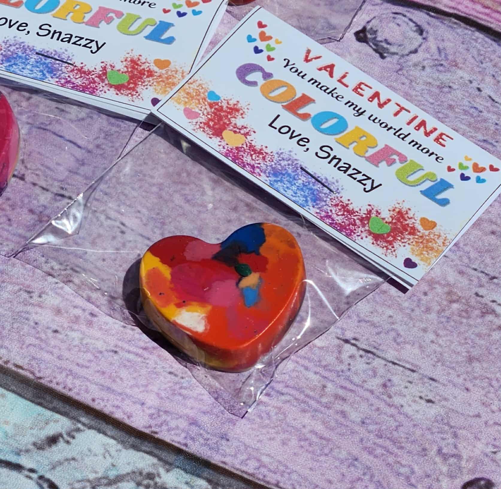 Valentine’s Day Cards with Heart Crayons | Classroom Valentines | Party Favors | Non-Candy Valentines Gifts for Kids