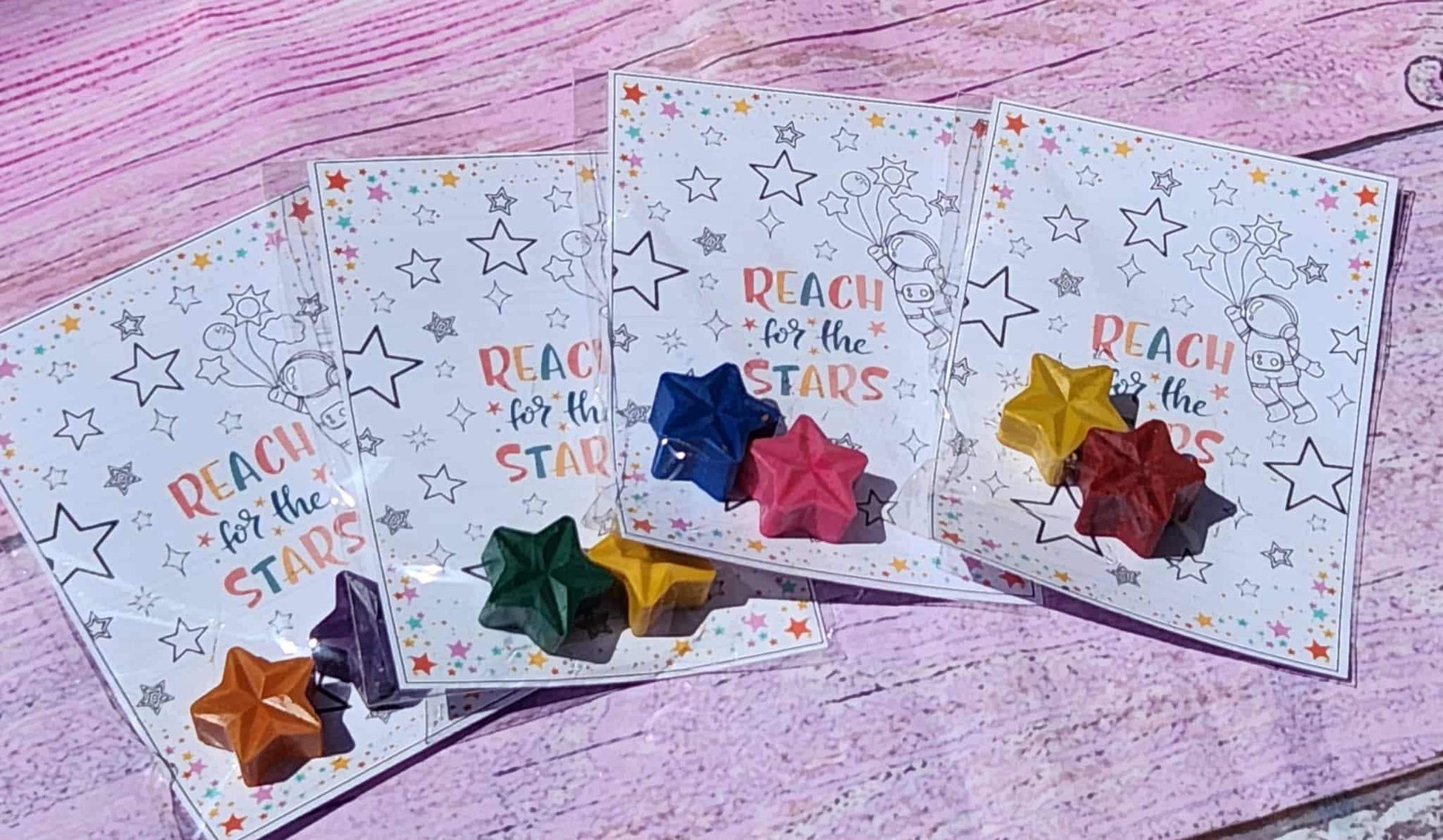 Reach for the Stars Crayon Party Favors | Classroom Gifts | Non-Candy Kids Favors| Star Crayons with Cards