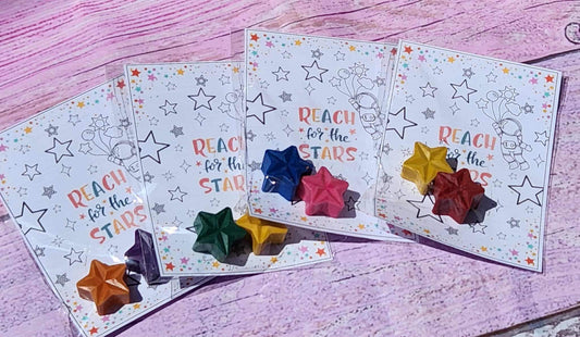 Reach for the Stars Crayon Party Favors | Classroom Gifts | Non-Candy Kids Favors| Star Crayons with Cards