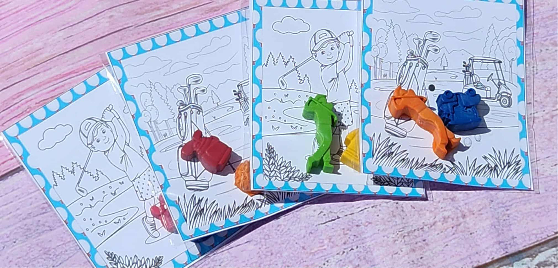 Kids Golf Crayons - Golf Party Favors for Kids, Fun Birthday Favor, Non-Toxic Crayon Set, Sports Party Supplies
