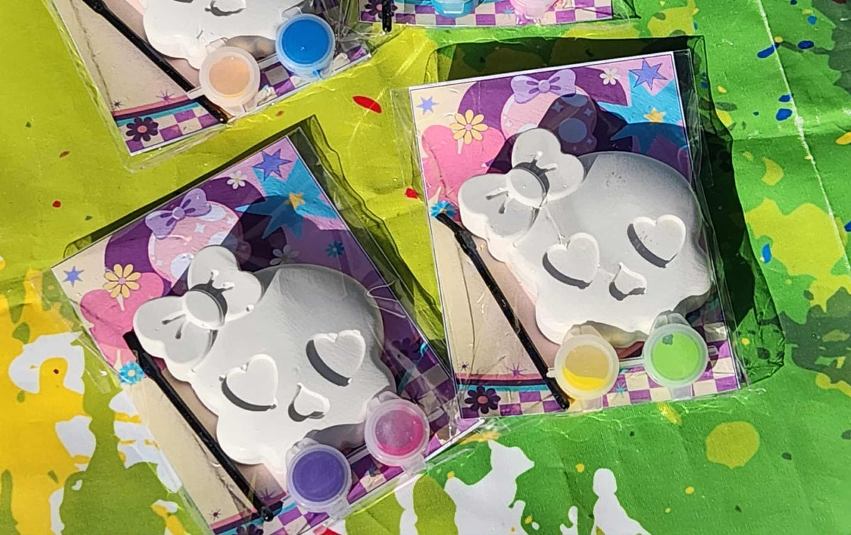Girly Skull with Bow Plaster Paint Kits - Skull Party Favors - Cute Skull Craft - Halloween Activity - Day of Dead Art Project - Spooky Cute
