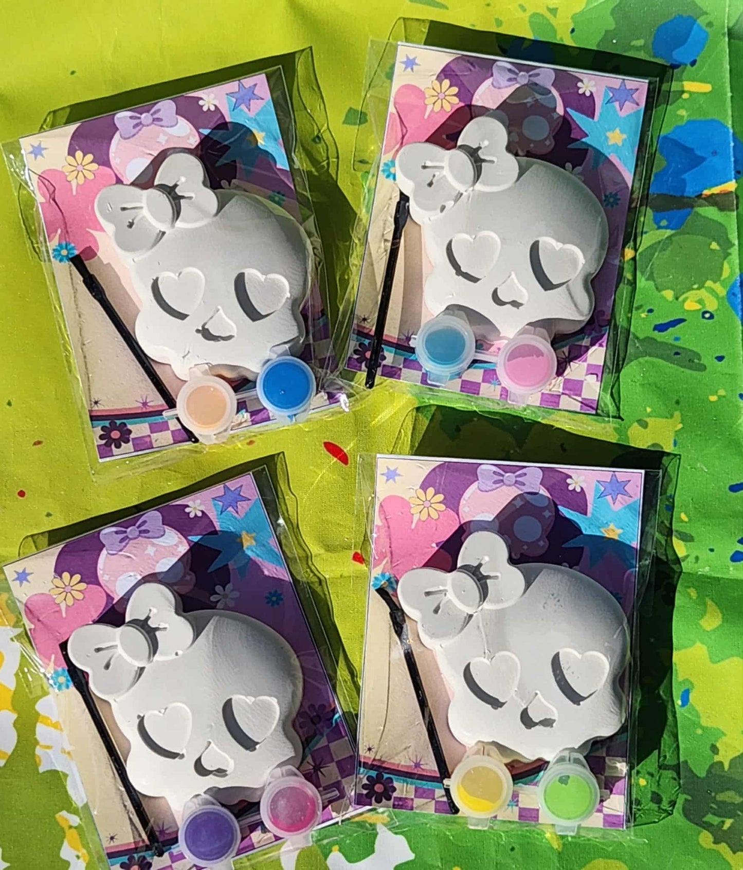 Girly Skull with Bow Plaster Paint Kits - Skull Party Favors - Cute Skull Craft - Halloween Activity - Day of Dead Art Project - Spooky Cute