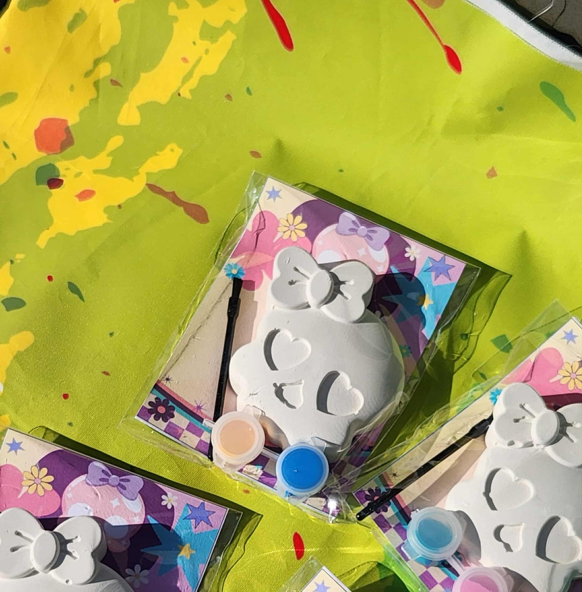 Girly Skull with Bow Plaster Paint Kits - Skull Party Favors - Cute Skull Craft - Halloween Activity - Day of Dead Art Project - Spooky Cute