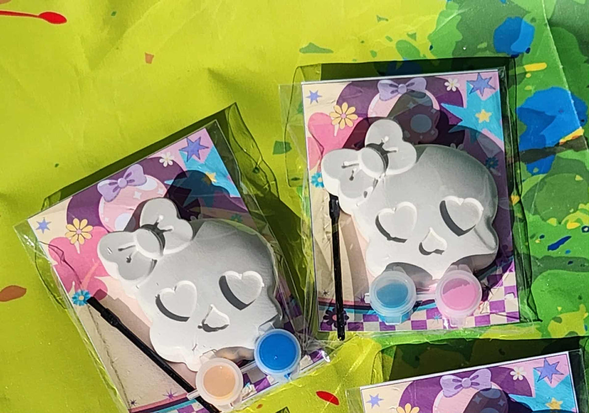Girly Skull with Bow Plaster Paint Kits - Skull Party Favors - Cute Skull Craft - Halloween Activity - Day of Dead Art Project - Spooky Cute