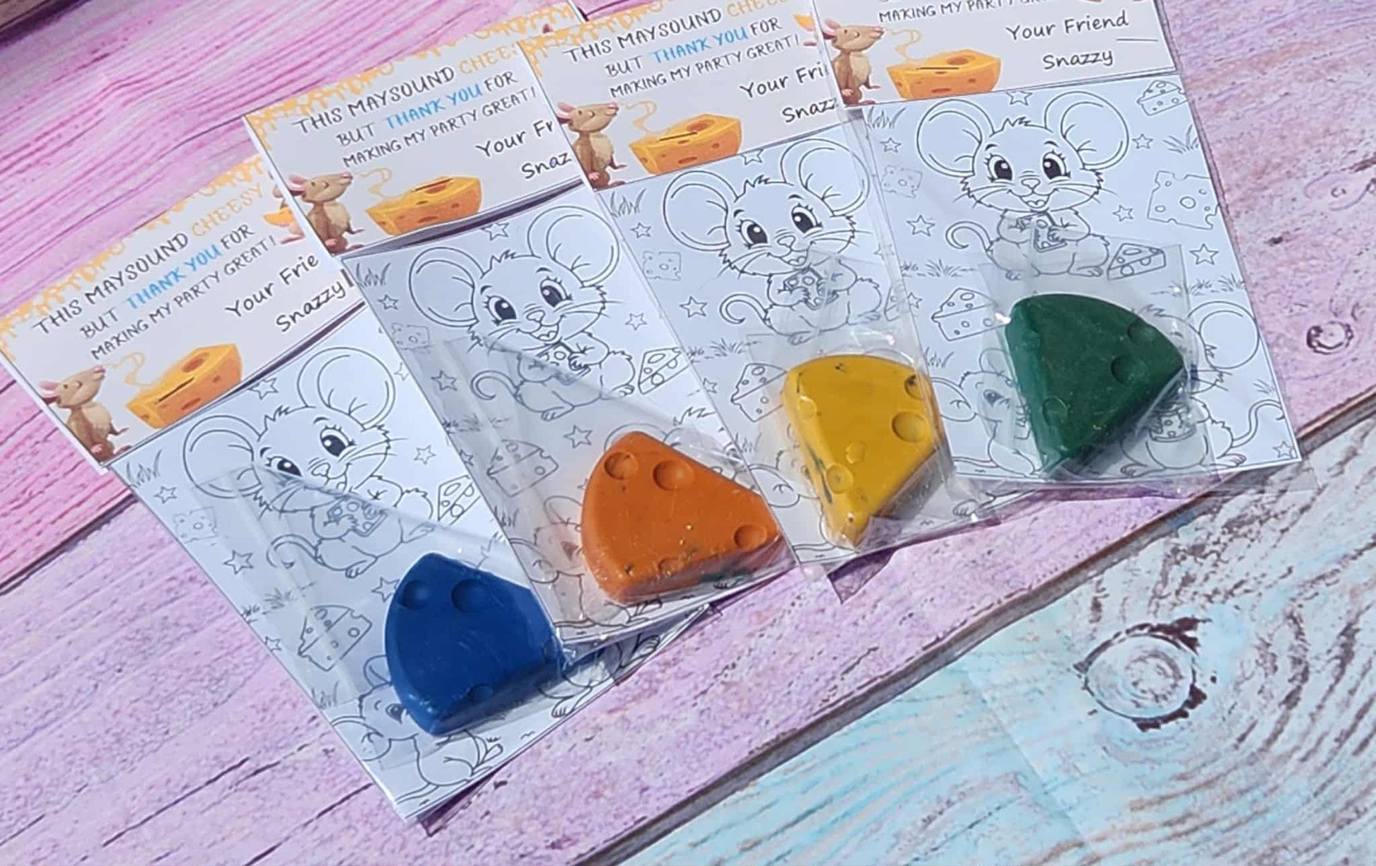 Mouse Party Favors | Cheese Crayon Set | Cooking Party Favors for Kids | Non-Toxic Crayons | Birthday Party Favors | Unique Kids Gifts