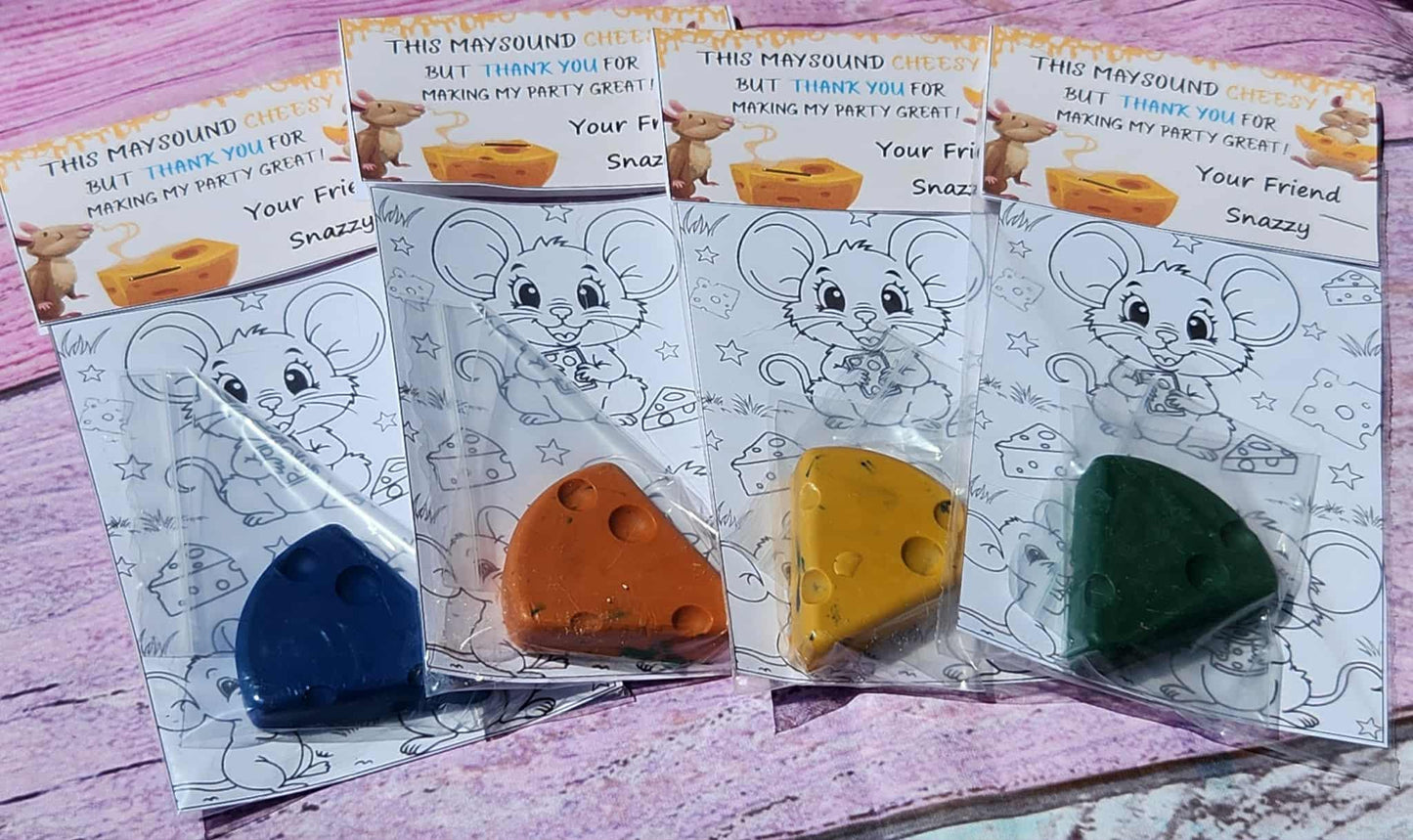 Mouse Party Favors | Cheese Crayon Set | Cooking Party Favors for Kids | Non-Toxic Crayons | Birthday Party Favors | Unique Kids Gifts